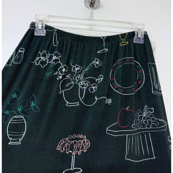 Lisa Says Gah Lauren Midi Skirt Green Food Set the Table Forest Tablescape M - Picture 4 of 11